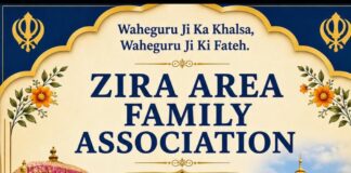 ਜ਼ੀਰਾ ਏਰੀਆ ਫੈਮਿਲੀ ਐਸੋਸੀਏਸ਼ਨ ਵੱਲੋਂ ਸ੍ਰੀ ਅਖੰਡ ਪਾਠ ਸਾਹਿਬ 25 ਤੋਂ 27 ਸਤੰਬਰ ਤੱਕ